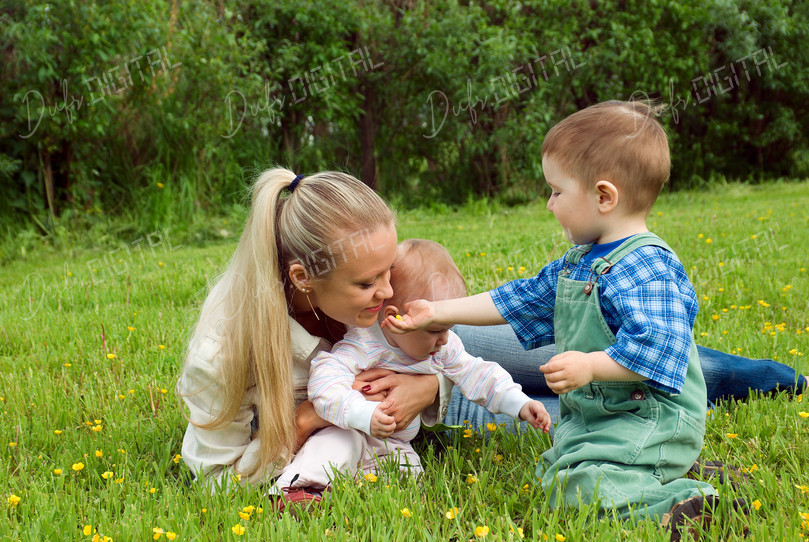 Mother with Children Outdoors