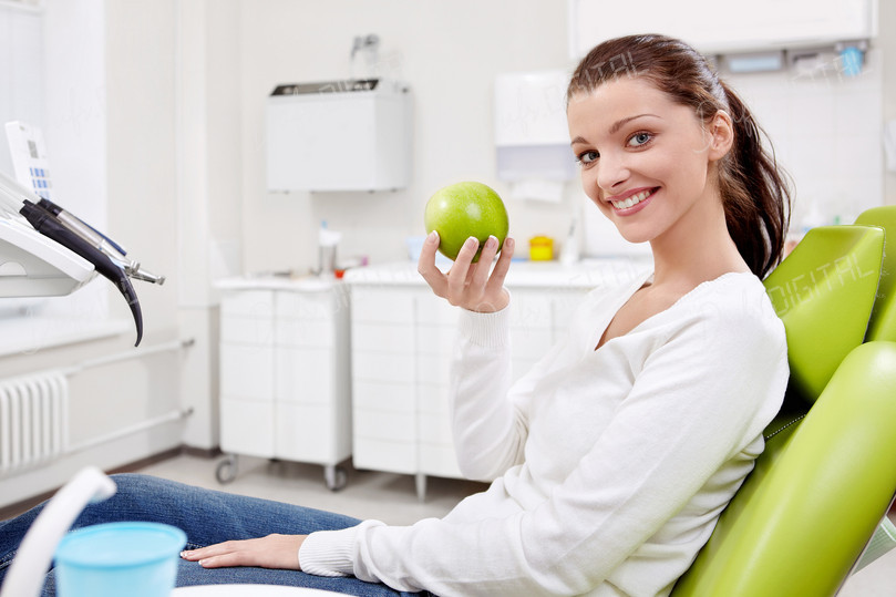 Smiling Woman with Apple