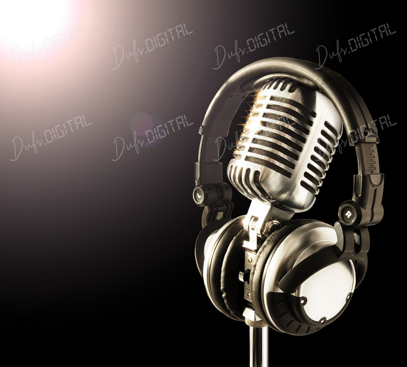 Vintage Microphone and Headphones