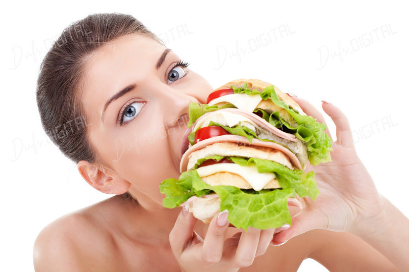 Girl Eating Sandwiches
