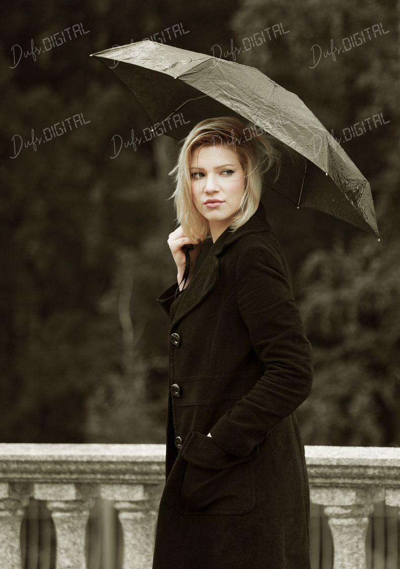 Moody Woman with Umbrella