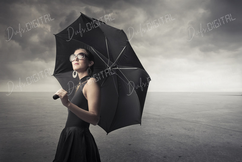 Stylish Woman with Umbrella