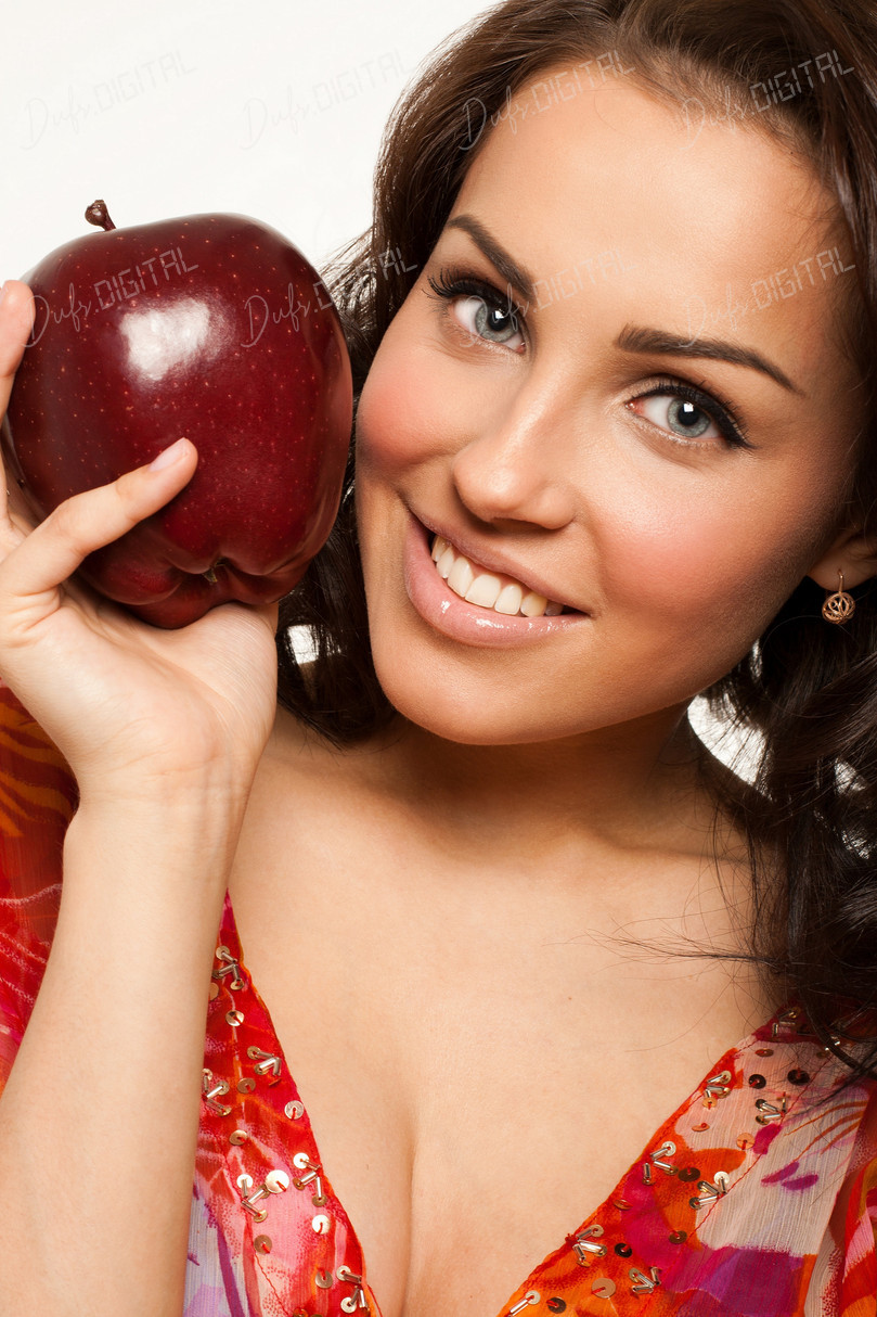 Woman Holding Red Apple